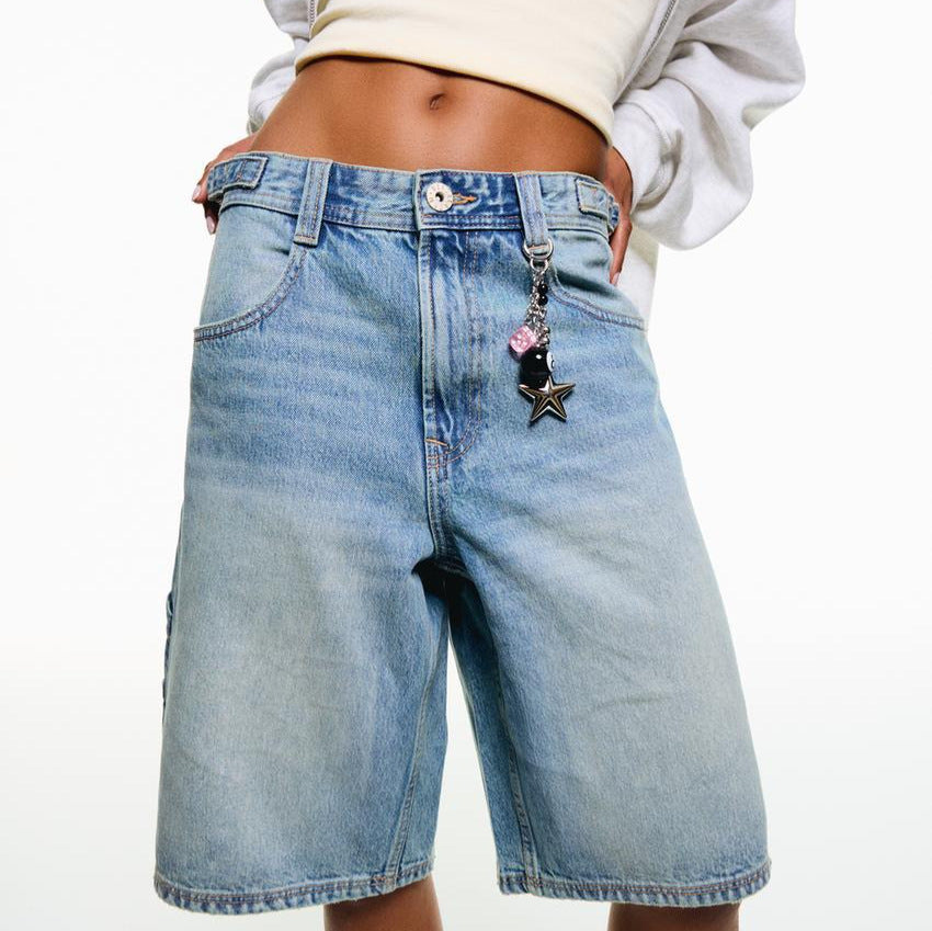 Damen Hochgeschnittene Denim-Shorts im modernen Stil Drune
