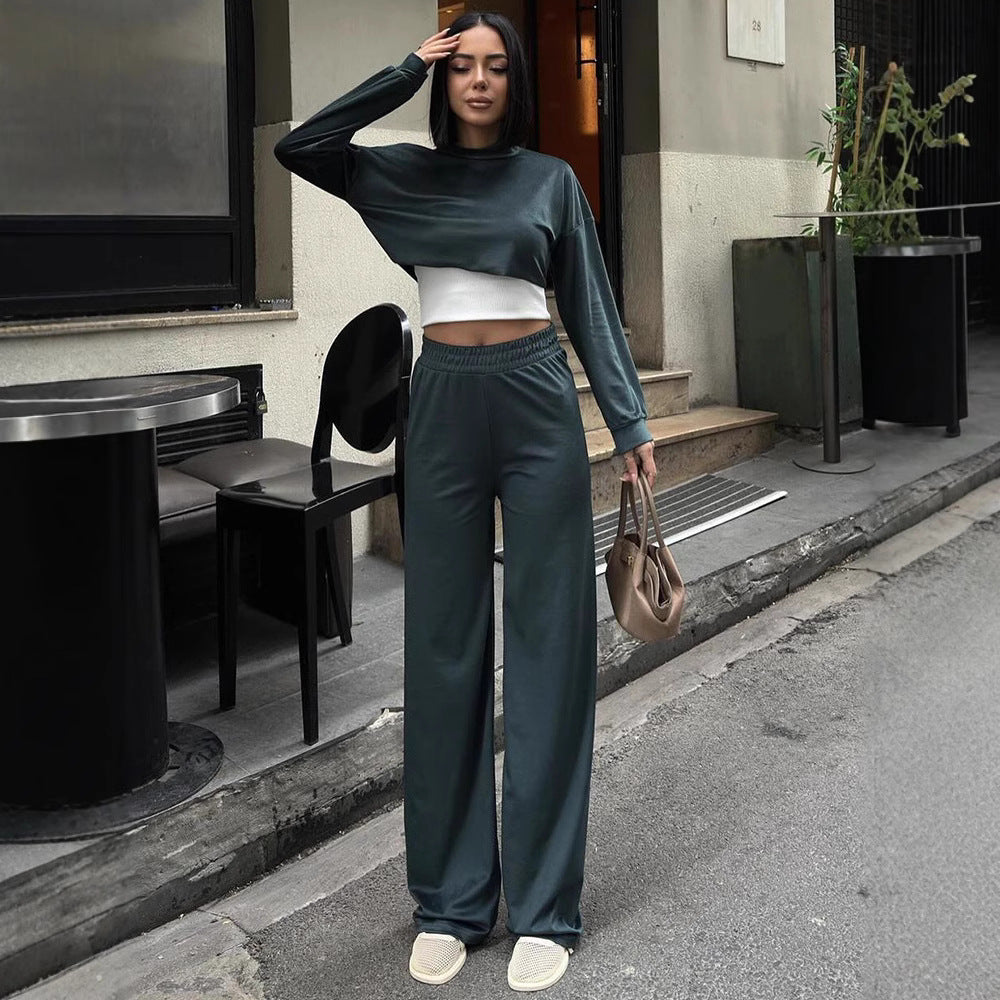 Damen Urbanes Freizeit-Set mit cropped Oberteil und weitem Schnitt Drune