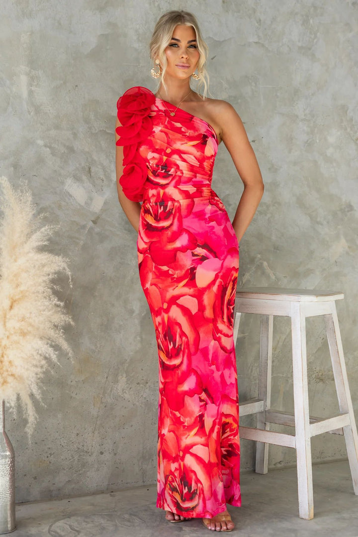 Damen Elegantes Abendkleid mit einseitigem Rüschen-Design und schmalem Schnitt Drune