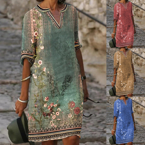 Damen luftiges Sommerkleid mit floralem Design Drune