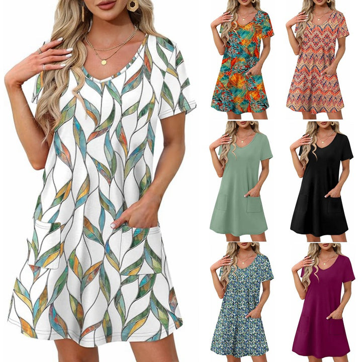 Damen Kurzarm Freizeitkleid Drune