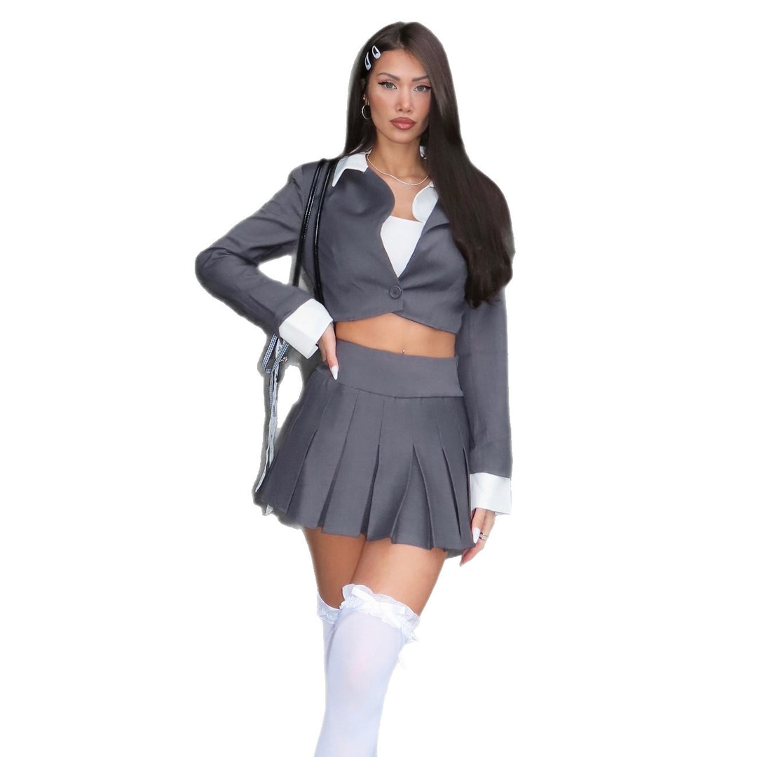 Damen Elegantes Cropped Blazer und Rock-Set Drune