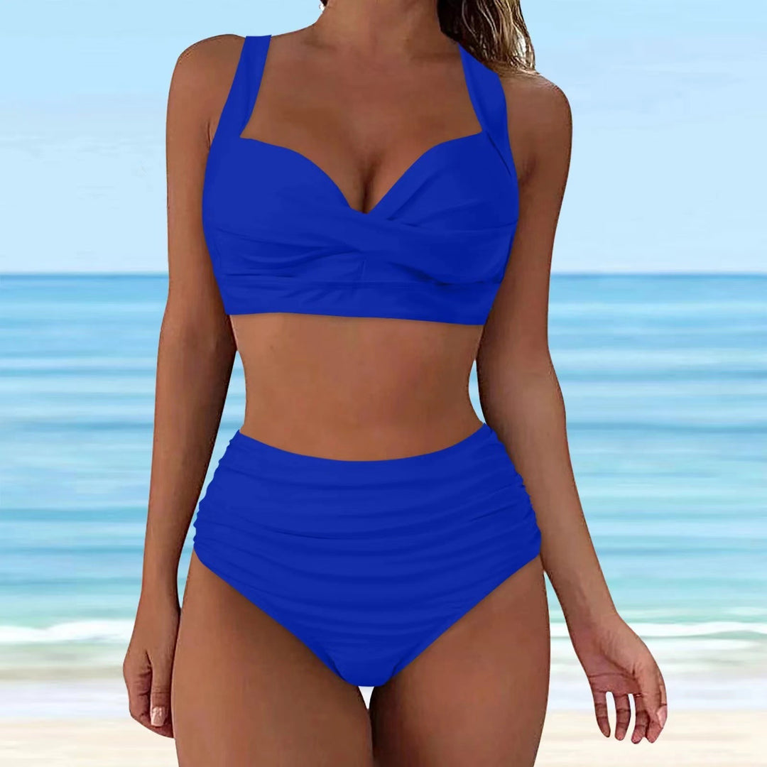 Damen Hochtailliertes Bikini-Set mit eleganter Faltenoptik Drune