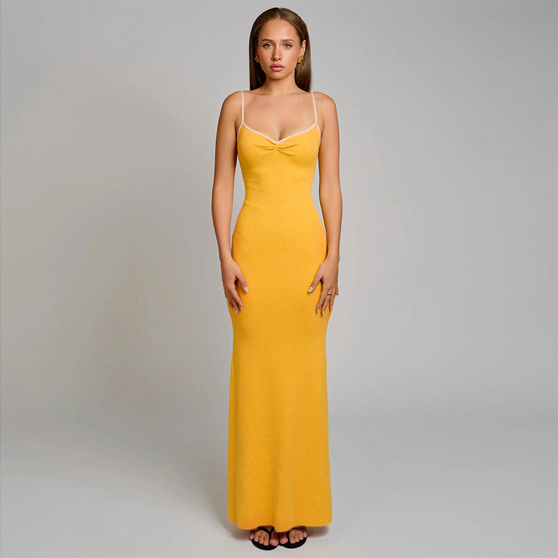 Damen Maxikleid mit schmalen Spaghettiträgern und elegantem Schnitt Drune