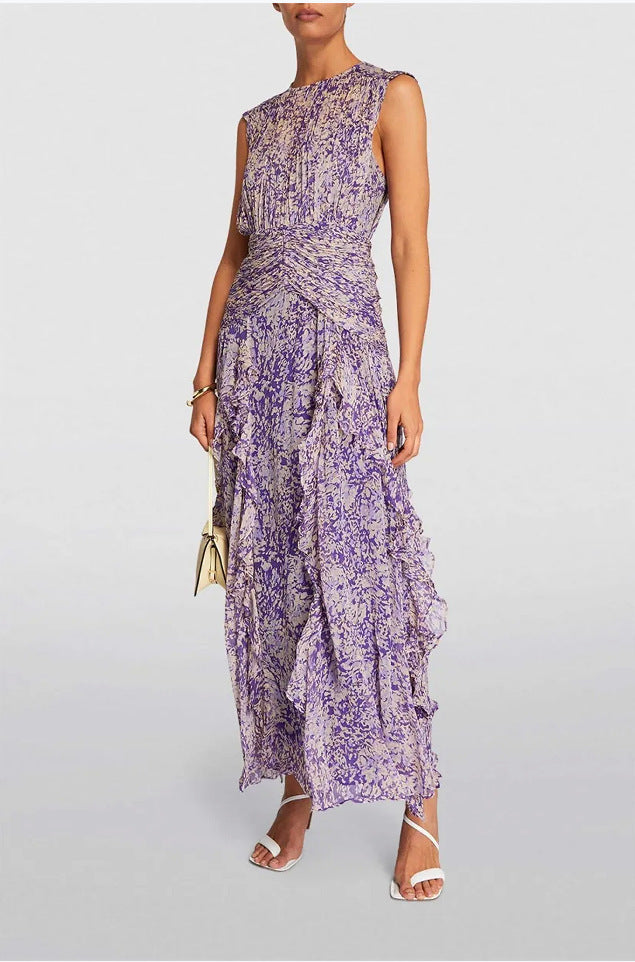Damen Wickel-Maxikleid mit Rüschendetails und floralem Muster Drune