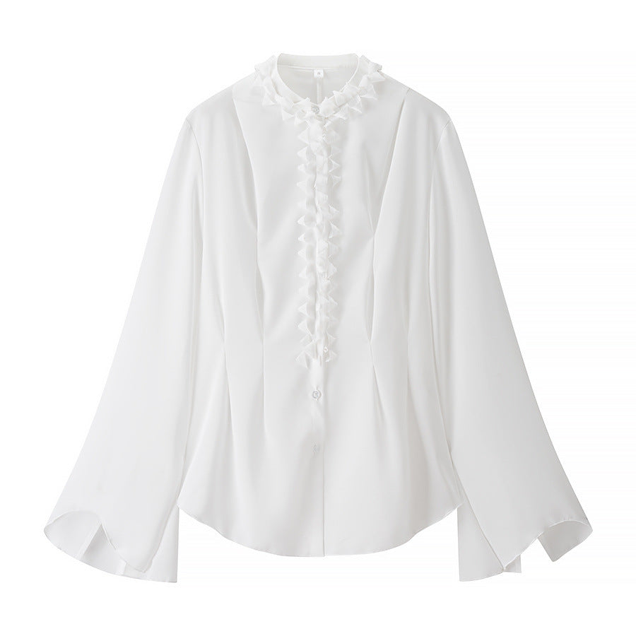 Damen Elegant geschnittene Bluse mit Rüschendetails Drune