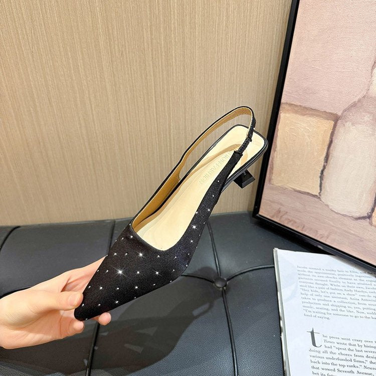 Damen glamouröse Slingback-Pumps mit feinen Glitzer-Applikationen und spitzem Design Drune