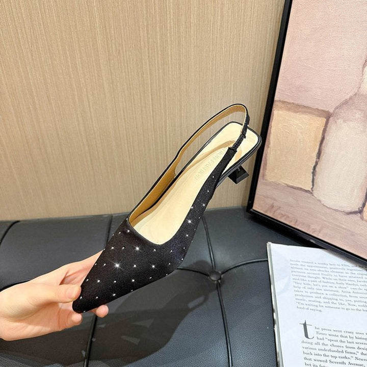 Damen glamouröse Slingback-Pumps mit feinen Glitzer-Applikationen und spitzem Design Drune