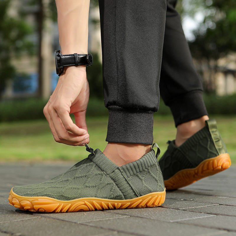 Unisex nan Hybrid-Slipper für Indoor und Outdoor mit elastischem Strickschaft, Zugstopper und profilierter Gummisohle Drune