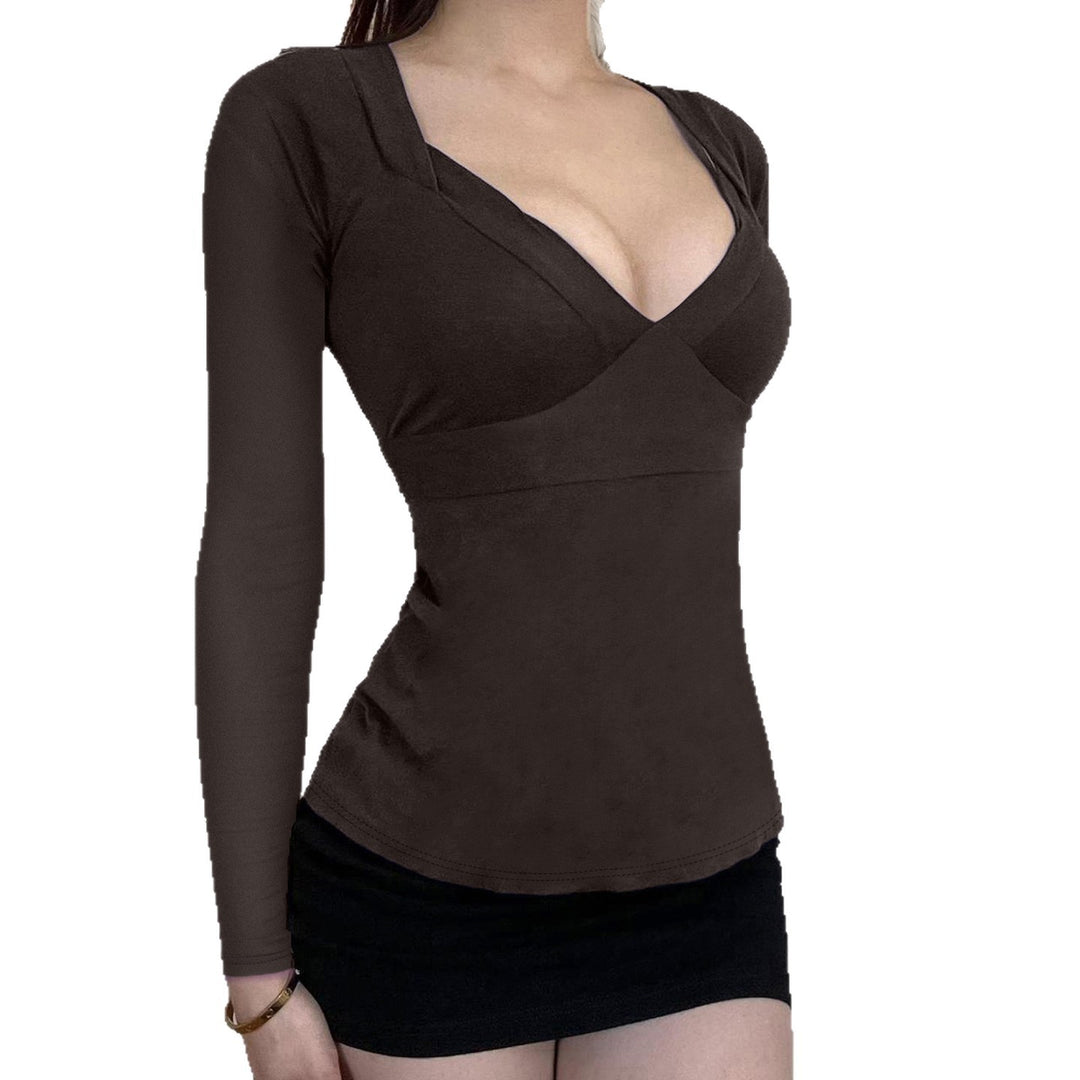 Damen modisches Wickeltop mit V-Ausschnitt und angesagtem Bindedetail Drune