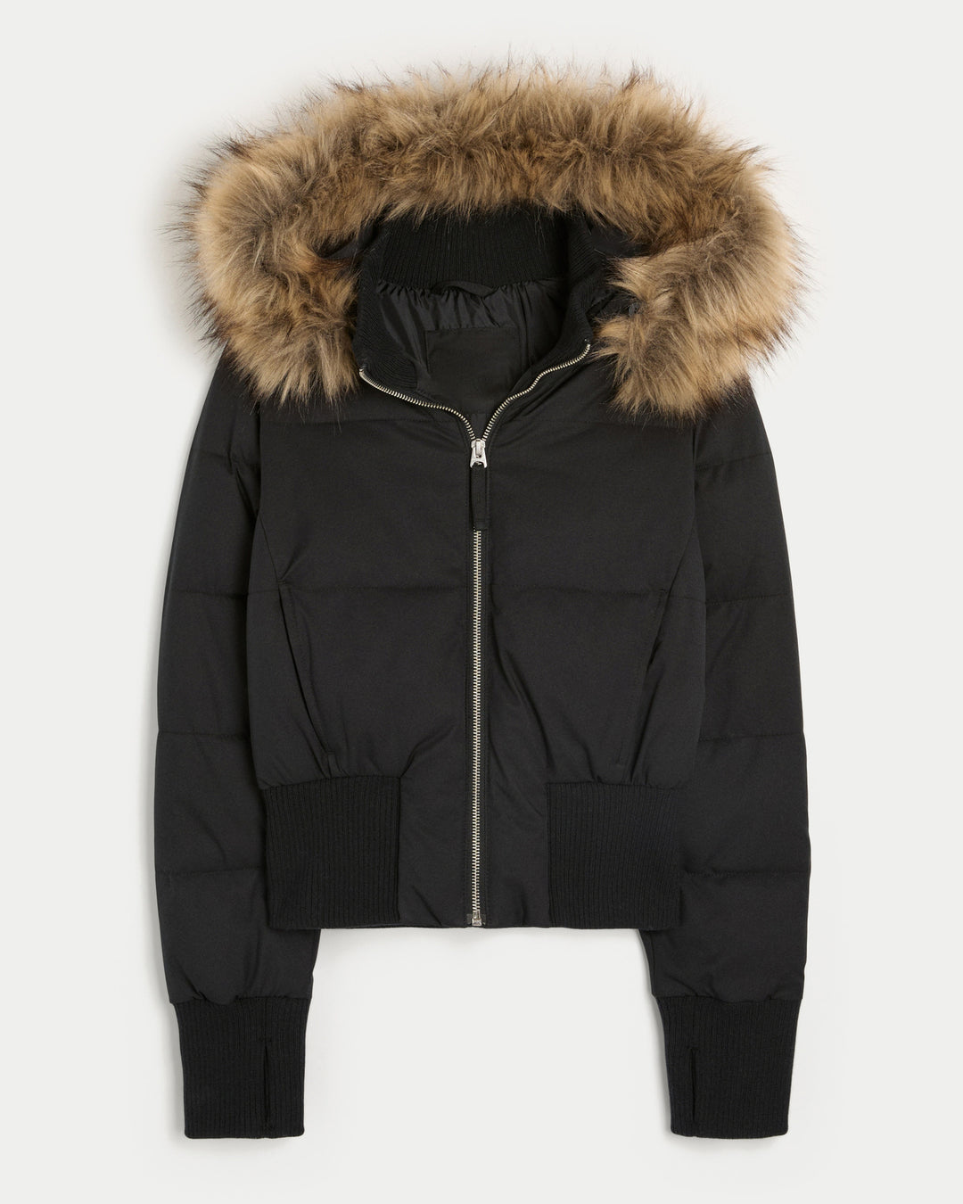 Damen Gestepptes Winterjacke mit abnehmbarer Kapuze und elastischen Bündchen Drune