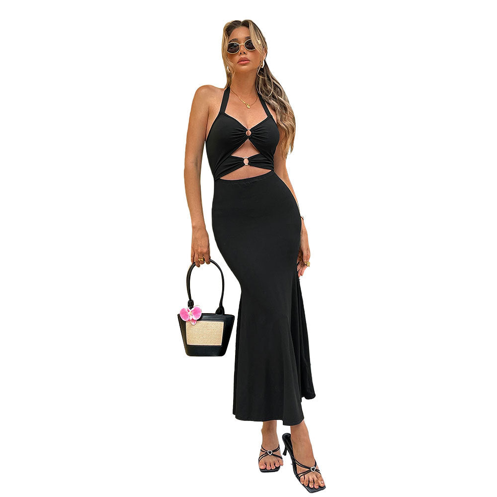 Damen Maxikleid mit raffiniertem Cut-Out-Design und elegantem Schlitz Drune
