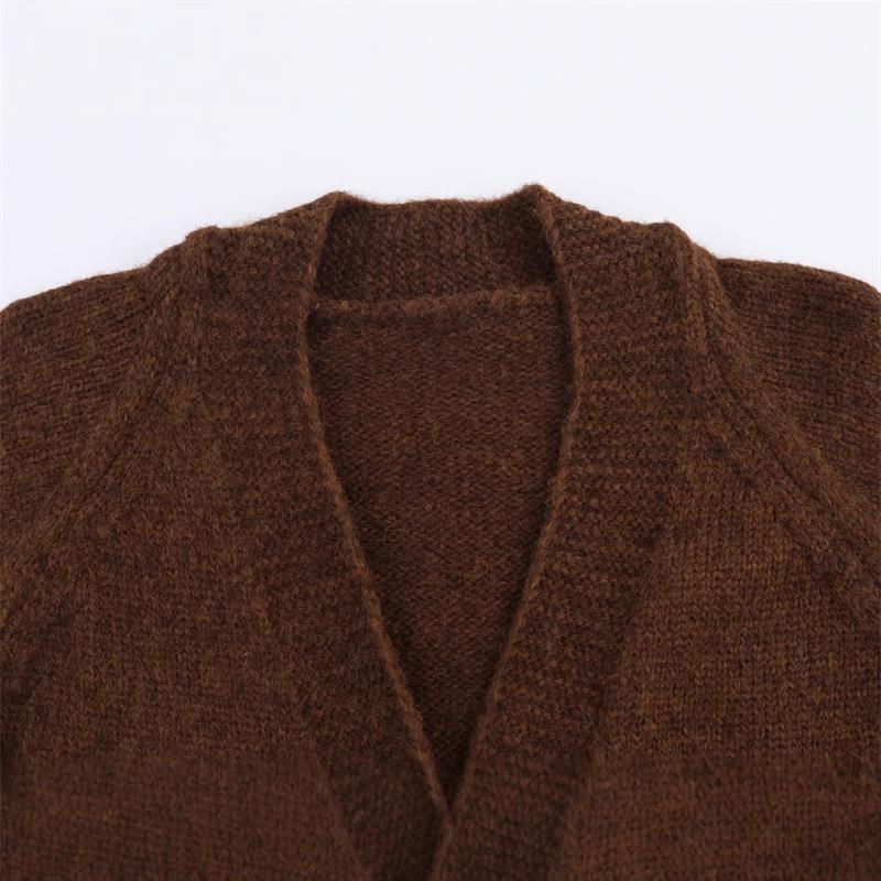 Damen Lange Strickjacke mit eleganter Knopfleiste und weichfließendem Material Drune
