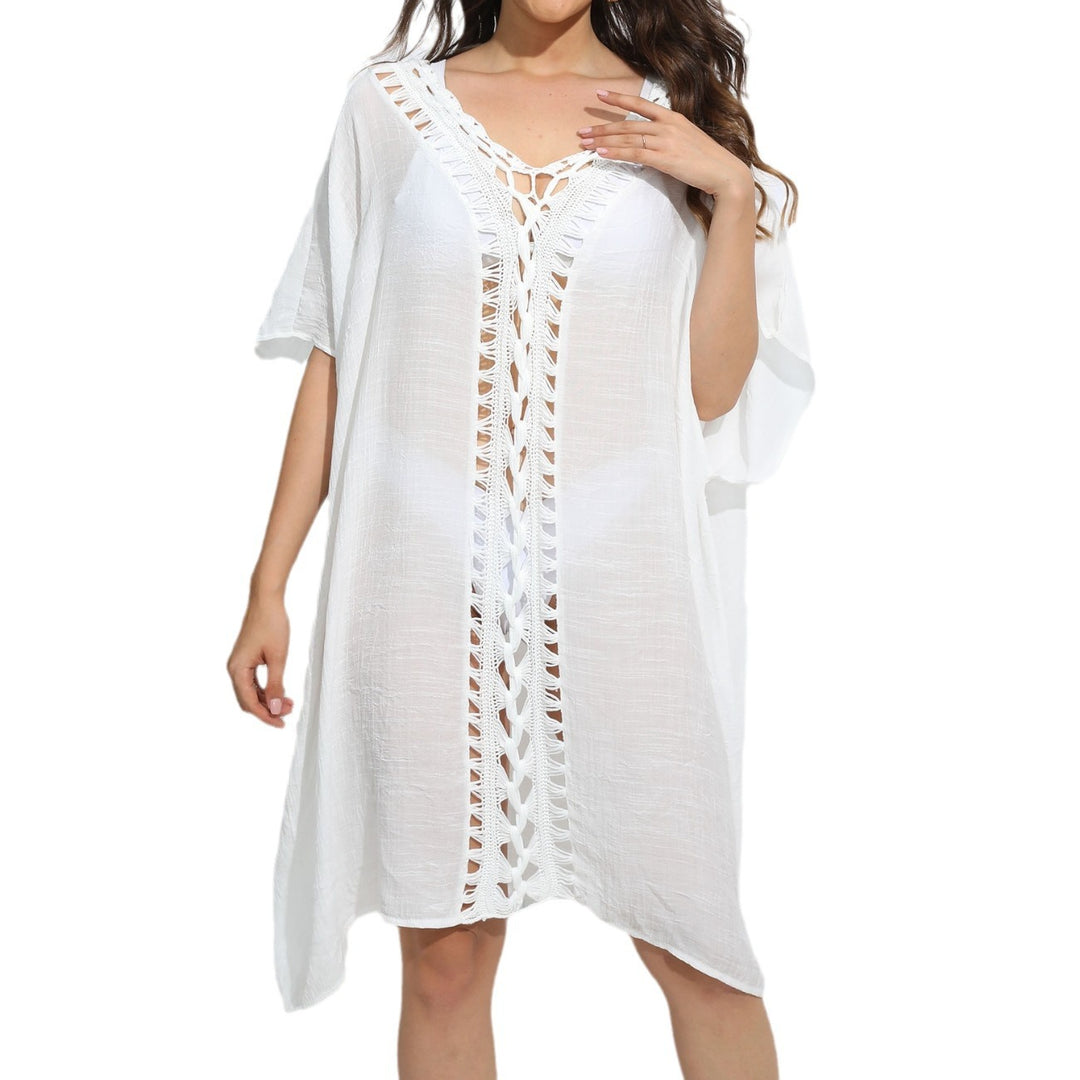 Damen luftiger Kaftan mit filigranem Häkelmuster Drune