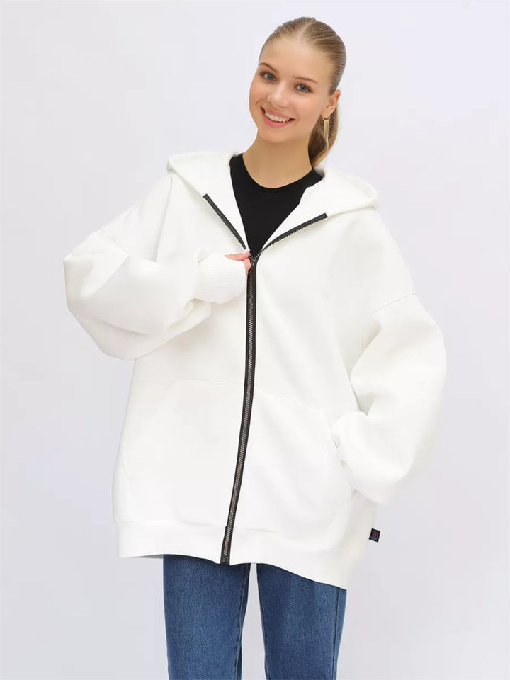 Damen Oversized Kapuzenjacke mit hohen Bündchen und praktischem Reißverschluss Drune
