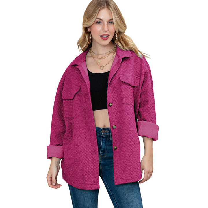 Damen lässige Jacke mit strukturiertem Design und praktischen Taschen Drune