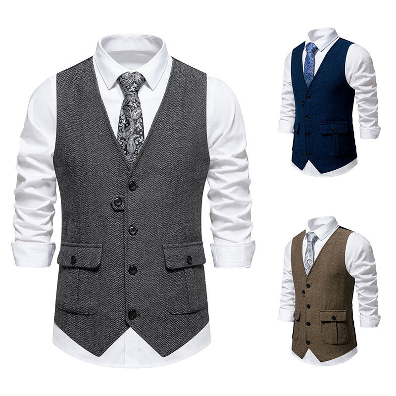 Herren elegante Weste im strukturierten Hahnentrittdesign Drune