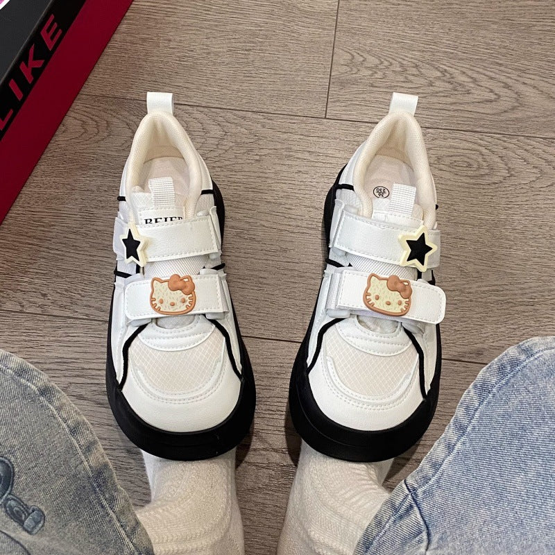 Damen Verspielte Sneaker mit dekorativen Details und Klettverschluss Drune