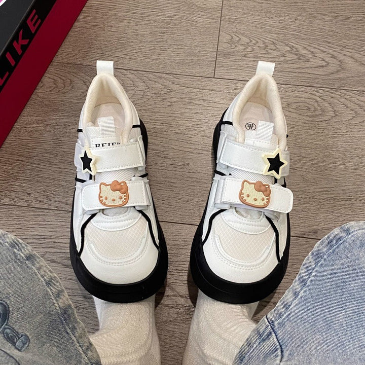 Damen Verspielte Sneaker mit dekorativen Details und Klettverschluss Drune