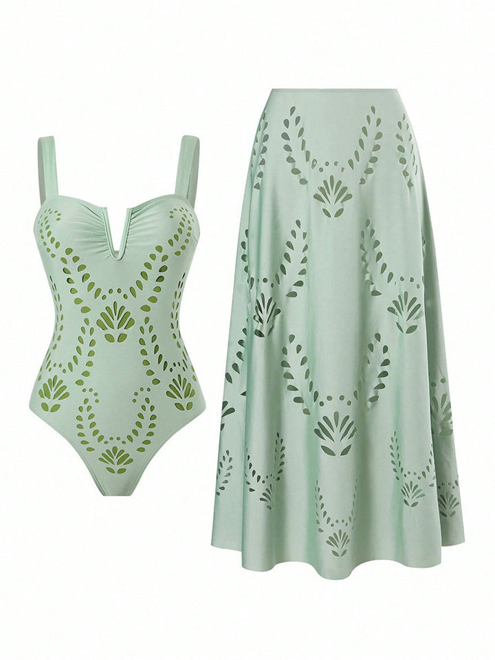 Damen Schwimmanzug mit elegantem Rock und raffinierten Cut-Outs Drune