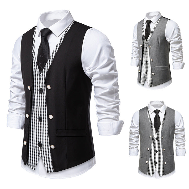 Herren elegante Weste mit kariertem Innenfutter Drune