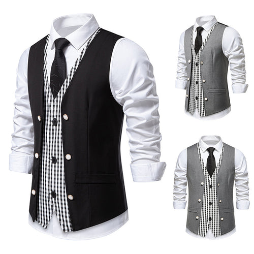 Herren elegante Weste mit kariertem Innenfutter Drune