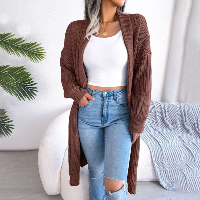Drune | Einfarbige Strickjacke Für Elegante Outfits