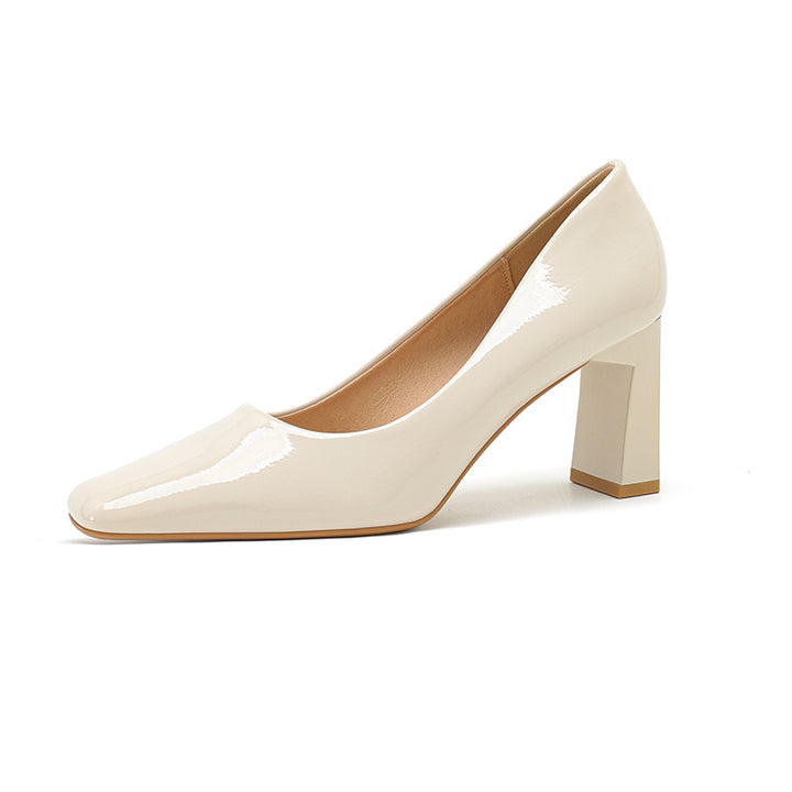 Damen Glänzende Spitz-Zeh Blockabsatz-Pumps Drune