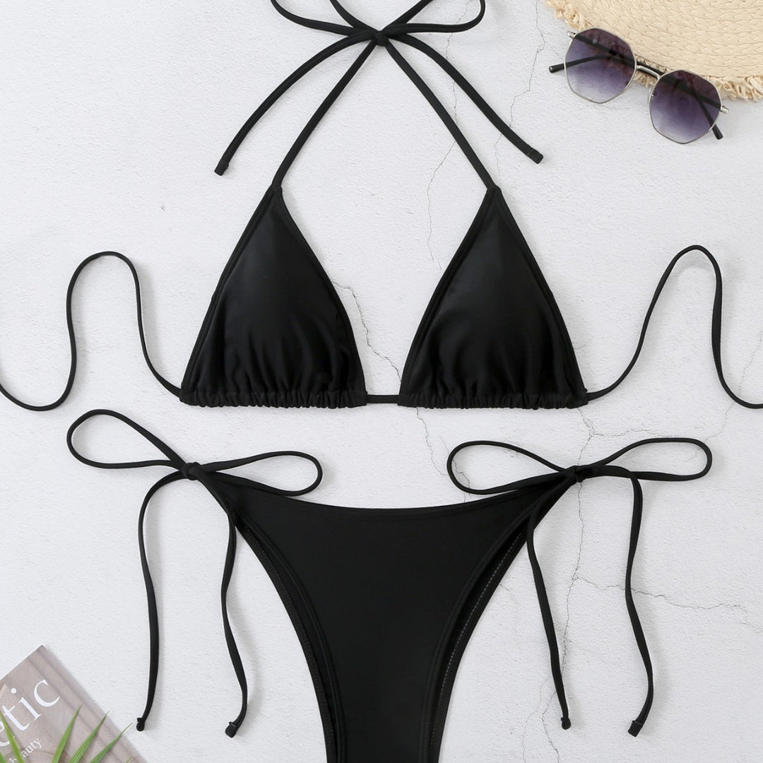 Damen Triangel-Bikini-Set mit verstellbaren Trägern und hohem Beinausschnitt Drune