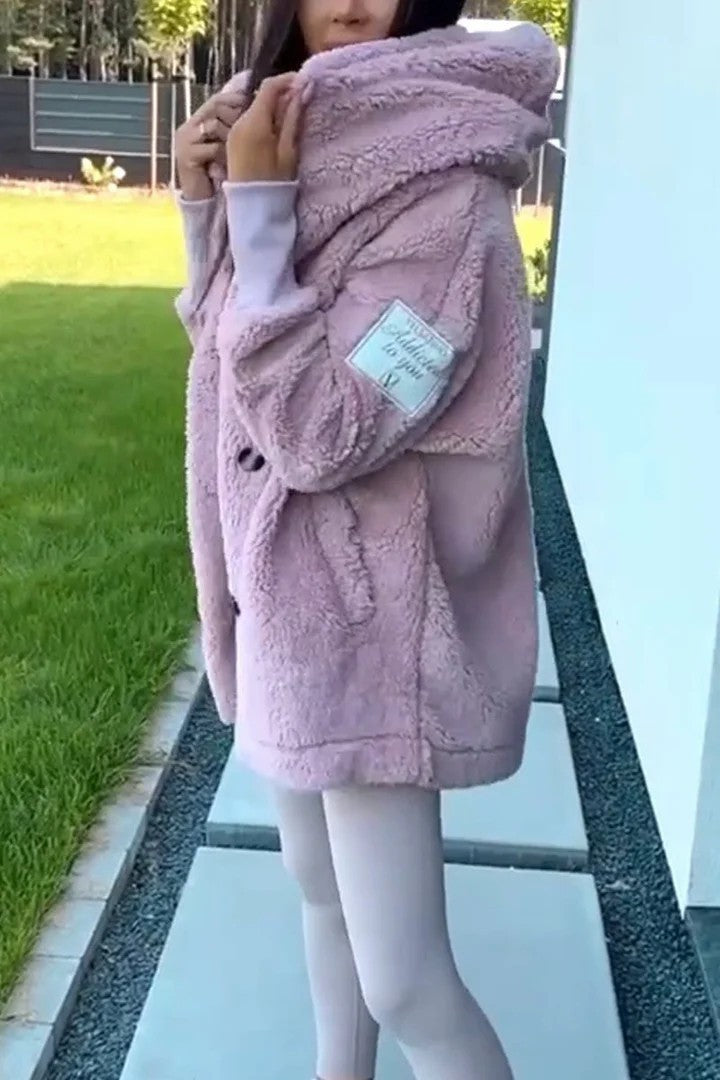 Damen Teddyfelljacke mit klassischem Kragen und praktischen Taschen Drune