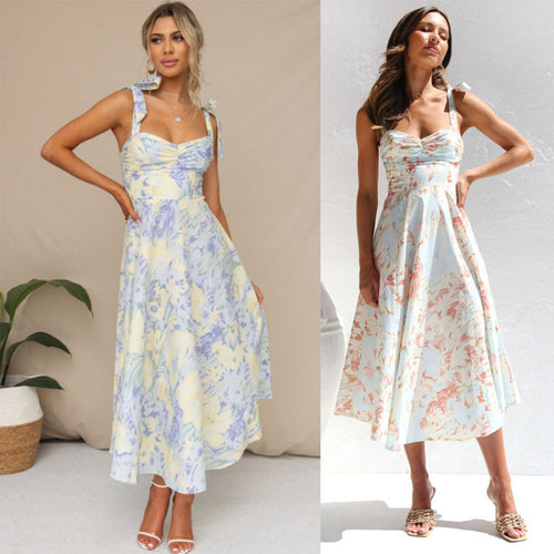 Damen Sommerliches Maxikleid mit verstellbaren Trägern und Raffungen Drune