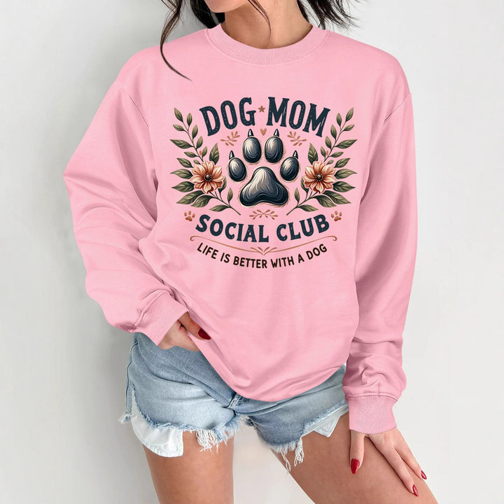 Damen Sweatshirt mit trendigem Hundemotiv und aufgepepptem Aufdruck Drune