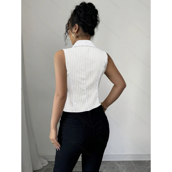 Damen Hemdbluse mit schmalen Streifen und Knopfleiste Drune