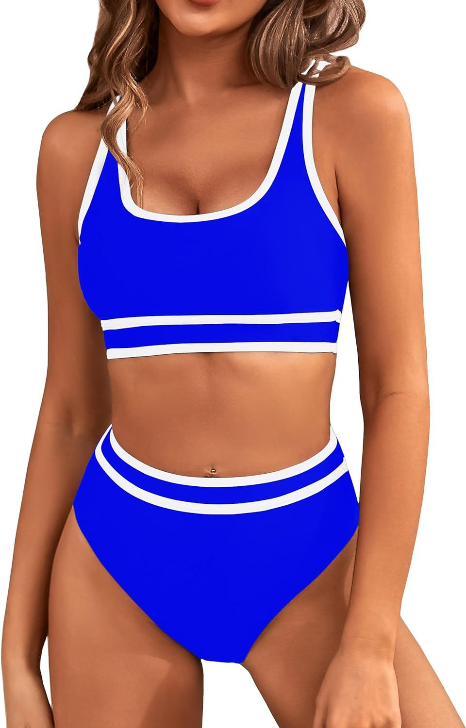 Damen Sportliches Bikini-Set mit breiten Trägern und hohem Schnitt Drune