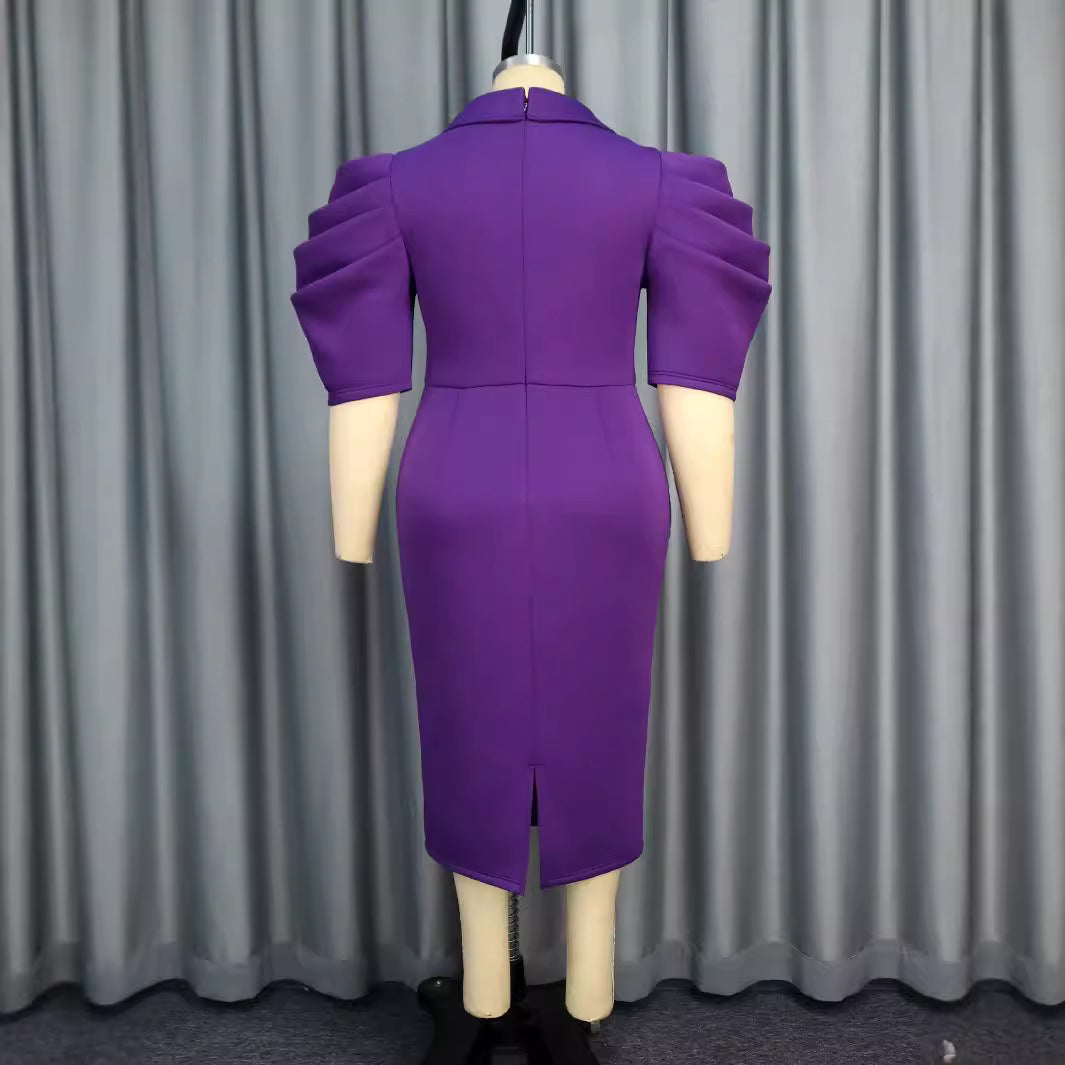 Damen Elegantes Etui-Kleid mit voluminösen Puffärmeln Drune