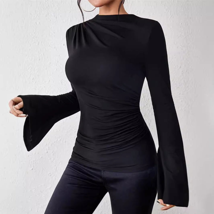 Damen Langarmshirt mit fließendem Schnitt und eleganten Trompetenärmeln Drune