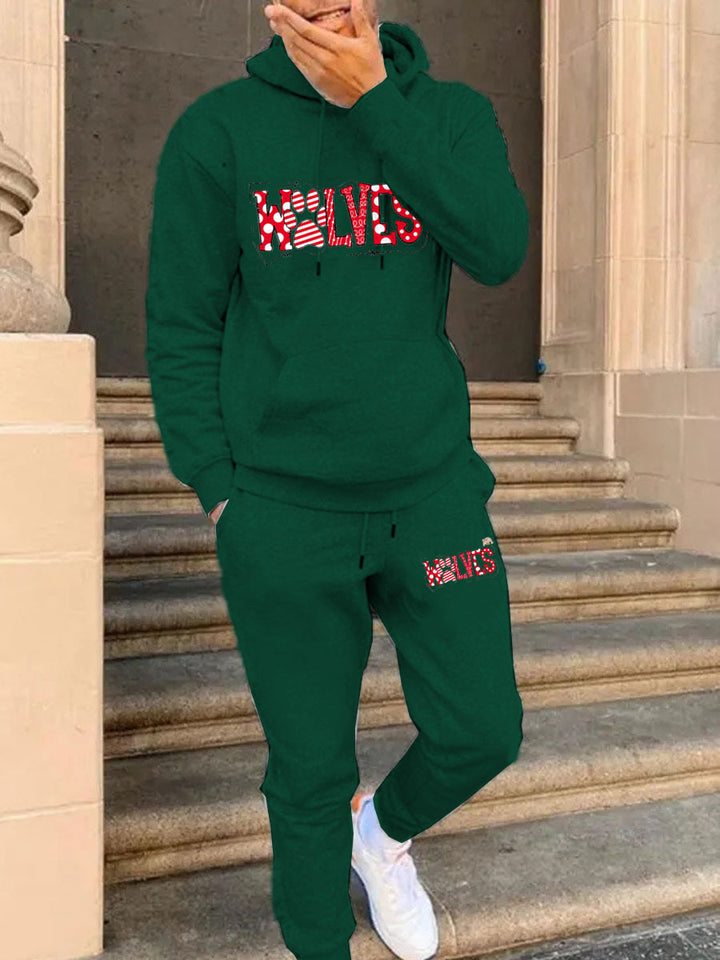 Herren Kapuzenpullover und Jogginghose Set mit auffälligem Grafikdruck Drune