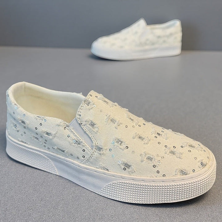 Damen Modische Slip-On Sneakers mit funkelnden Applikationen Drune