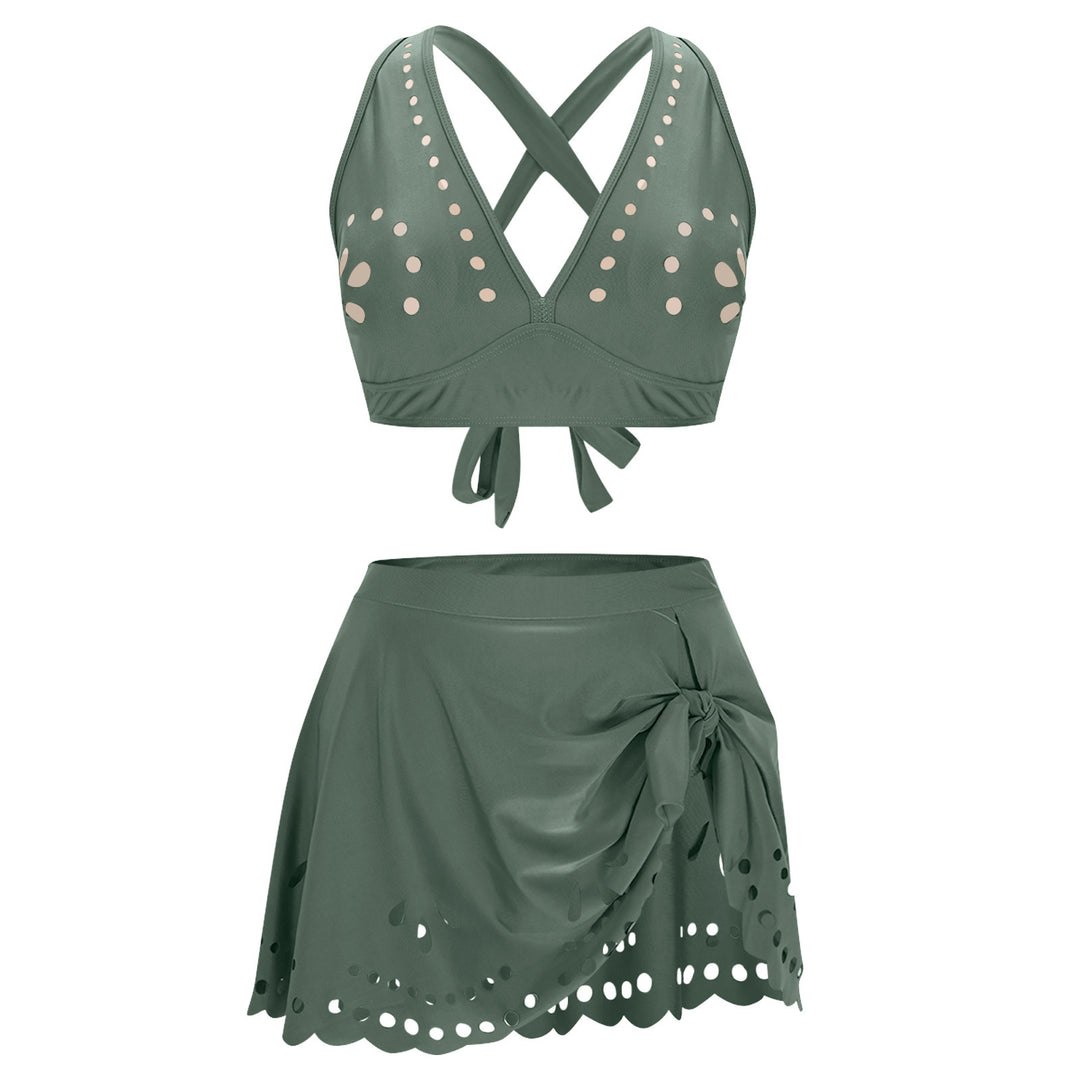 Damen Bade-Set mit Skirt und Kreuz-Trägern Drune