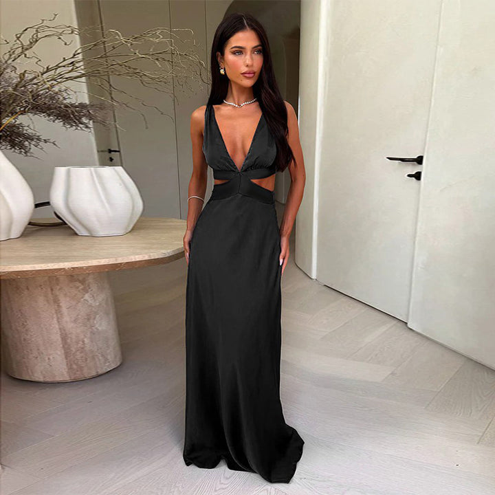 Frauen Cut-Out Satin Abendkleid Drune