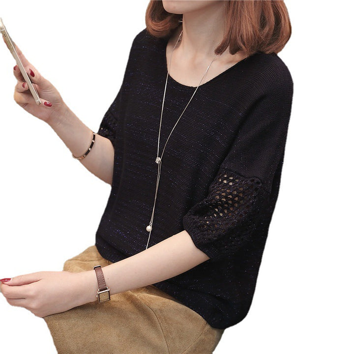 Damen lässiger Strickpullover mit offener Maschenstruktur Drune