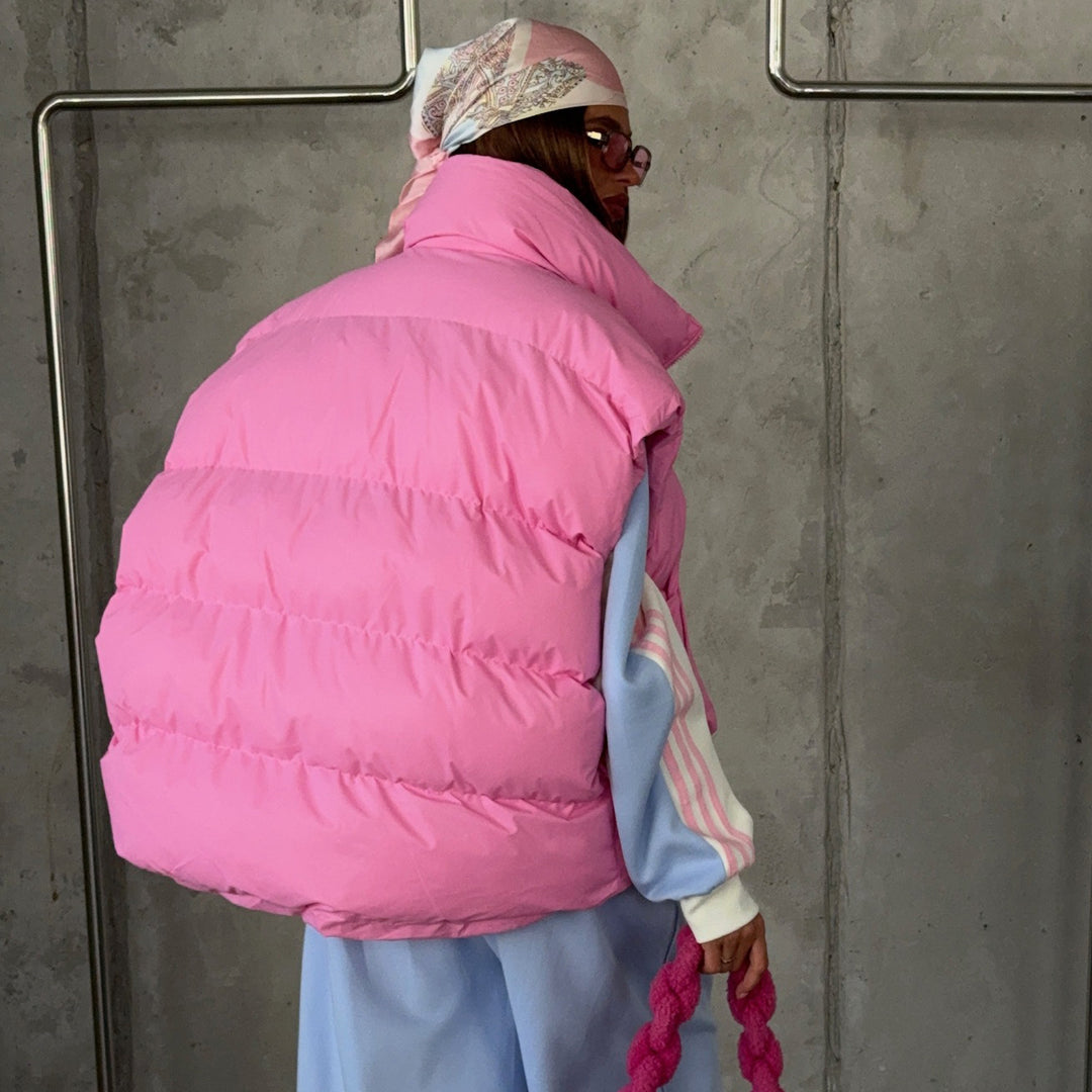 Damen Daunenweste mit hohem Kragen und modernem Oversized-Schnitt Drune