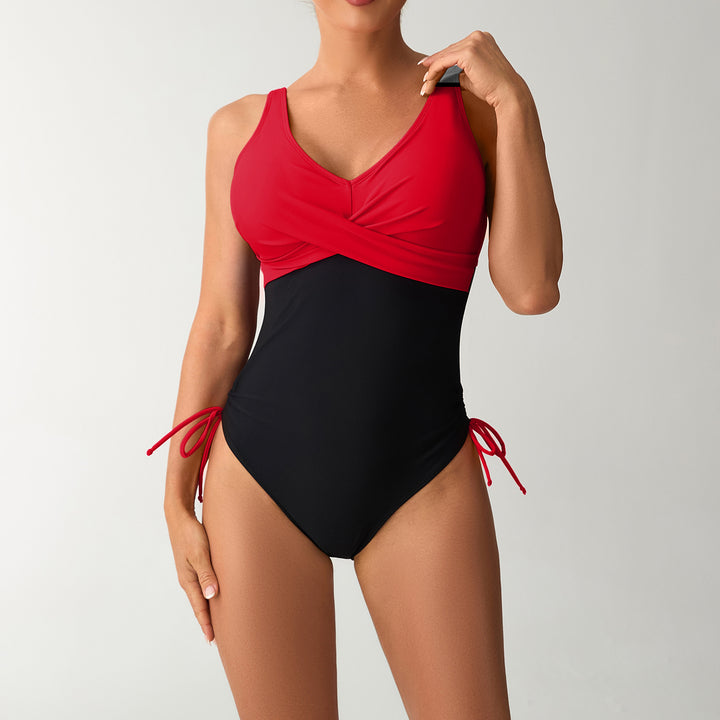 Damen Einteiliger Badeanzug mit integriertem Wickeldesign Drune