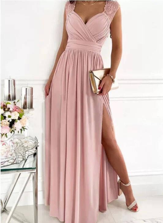 Damen Abendkleid mit elegantem V-Ausschnitt und Rüschendetails Drune