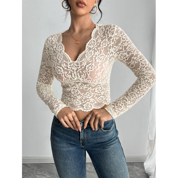 Damen Spitzenoberteil mit raffinierten Details und transparentem Design Drune