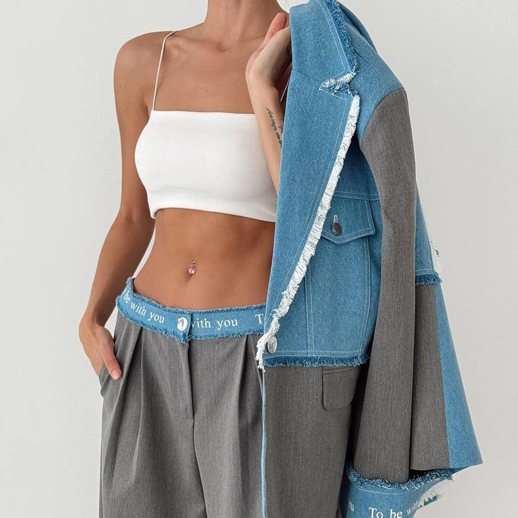 Damen Modischer Blazer mit lässigen Denim-Akzenten und eleganten Details Drune
