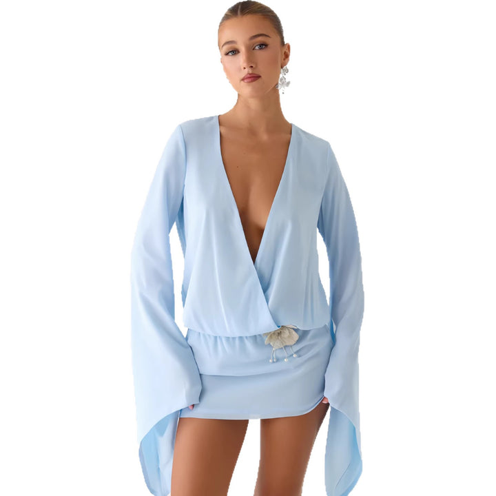 Damen Kimono-Kleid mit fließendem Schnitt und elegantem V-Ausschnitt Drune