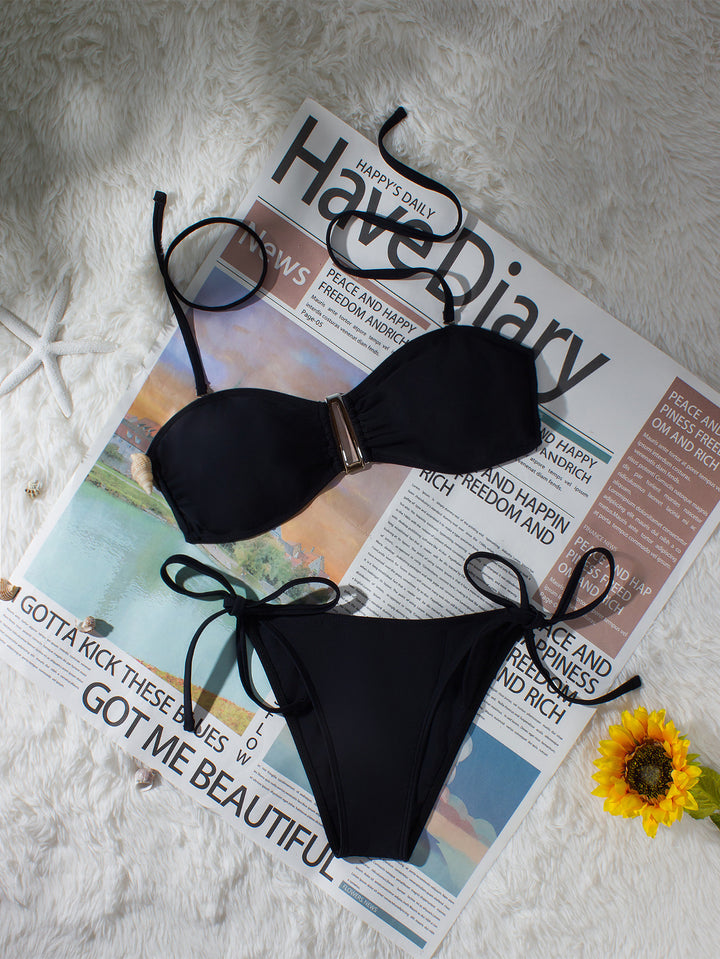 Damen Bandeau-Bikini mit verstellbaren Trägern und eleganten Detail Drune