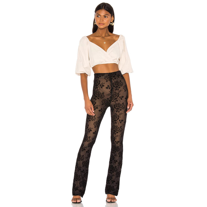 Damen Transparente Blumengemusterte Hose Drune