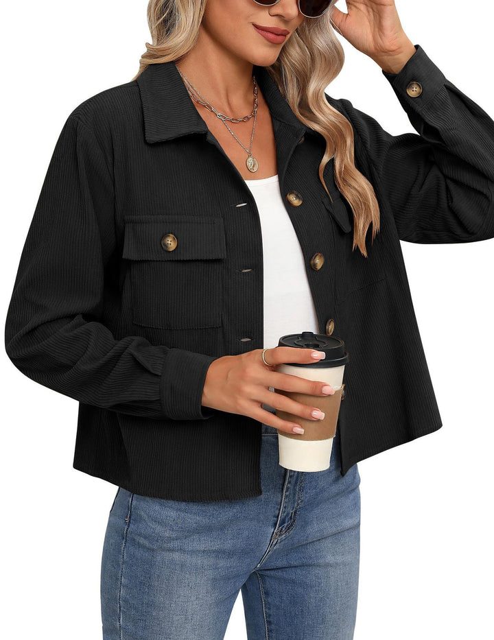 Damen lässige Utility-Jacke mit Patten und Knöpfen Drune